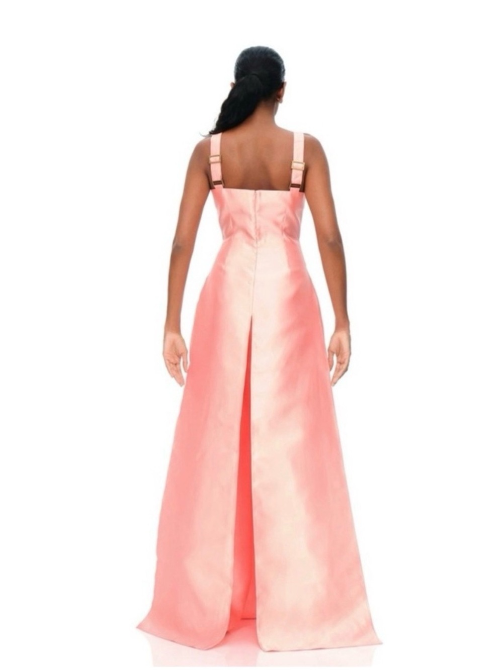 Andrea Iyamah Vasi Top Peach Satin Long Overlay Tunic Size L US 10 NWT - Picture 4 of 12